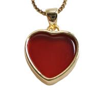 Zinc Alloy Necklace, with Agate, Heart, gold color plated & for woman, red Approx 19.68 Inch 