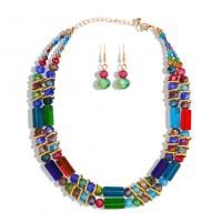 Fashion Zinc Alloy Jewelry Sets, earring & necklace, with Acrylic, plated, 2 pieces nickel, lead & cadmium free 