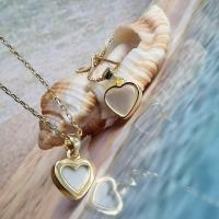 Shell Necklace, Pearl Shell, with Copper Alloy, Heart, 18K gold plated, for woman Approx 19.68 Inch 
