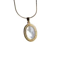 Ожерелье, Ракушка, с титан, эллипс, плакирован золотом, DIY & Женский, плакирование металлическим цветом длина:Приблизительно 19.68 дюймовый, продается Strand