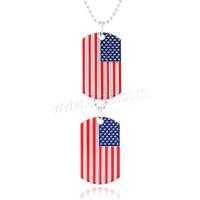 collar Unisex, aleación de zinc, chapado, patrón de la bandera de Estados Unidos & unisexo, más colores para la opción, 29.5x49.5mm, longitud:aproximado 27.56 Inch, Vendido por Sarta