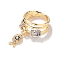Cubic Zirconia Micro Pave Brass Finger Ring, gold color plated, multilayer & micro pave cubic zirconia & for woman, metallic color plated, nickel, lead & cadmium free 