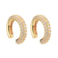 Brass Earring Clip, plated, micro pave cubic zirconia & for woman nickel, lead & cadmium free 