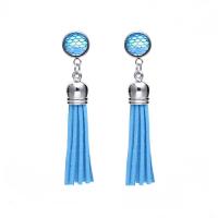 Fashion Tassel Earring, Zinc Alloy, with Resin, fashion jewelry & for woman 