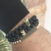 Gemstone Bracelets, Abrazine Stone, fashion jewelry, black, 16-25cm 