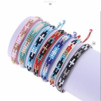 Glass Seed Beads Bracelets, Seedbead, with Wax Cord, fashion jewelry 15cm-26cm 