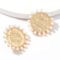 Zinc Alloy Stud Earring, with Plastic Pearl, plated, fashion jewelry & for woman, nickel, lead & cadmium free 