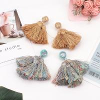 Fashion Tassel Earring, Zinc Alloy, with Polyamide, plated, fashion jewelry & for woman nickel, lead & cadmium free 