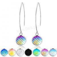 Stainless Steel Drop Earring, with Resin, fashion jewelry & for woman 