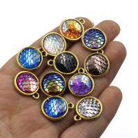 Stainless Steel Pendants, with Resin, antique gold color plated, DIY 12mm 
