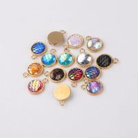Stainless Steel Pendants, with Resin, gold color plated, DIY 
