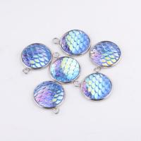 Stainless Steel Pendants, with Resin, DIY, blue, 16mm 