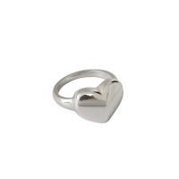 Sterling Silver Finger Ring, 990 Sterling Silver, Heart, silver color plated, for woman 2.3mm, US Ring 