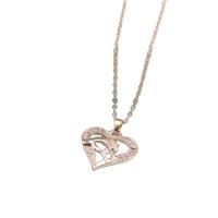 Rhinestone Zinc Alloy Necklace, Heart, plated, for woman & with rhinestone & hollow Approx 27.17 Inch 