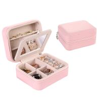 Multifunctional Jewelry Box, PU Leather, with Velveteen, Rectangle, Double Layer 