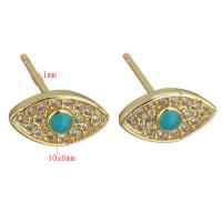 Brass Stud Earring, plated, fashion jewelry & for woman & with cubic zirconia, nickel, lead & cadmium free 1mm 