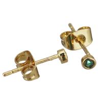 Brass Stud Earring, plated, fashion jewelry & for woman & with cubic zirconia, nickel, lead & cadmium free, 3mm 