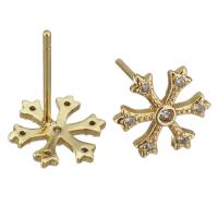 Brass Stud Earring, plated, fashion jewelry & for woman & with cubic zirconia, nickel, lead & cadmium free 1mm 