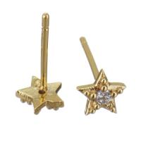 Brass Stud Earring, plated, fashion jewelry & for woman & with cubic zirconia, nickel, lead & cadmium free 1mm 