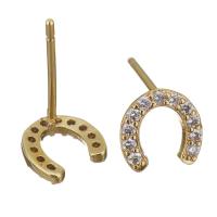 Brass Stud Earring, plated, fashion jewelry & for woman & with cubic zirconia, nickel, lead & cadmium free 1mm 