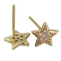 Brass Stud Earring, plated, fashion jewelry & for woman & with cubic zirconia, nickel, lead & cadmium free 1mm 