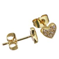 Brass Stud Earring, plated, fashion jewelry & for woman & with cubic zirconia, nickel, lead & cadmium free 