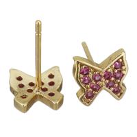 Brass Stud Earring, plated, fashion jewelry & for woman & with cubic zirconia, nickel, lead & cadmium free 1mm 