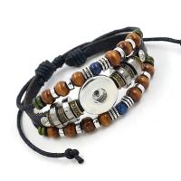 Snap Button Bracelet, Zinc Alloy, with PU Leather, plated, fashion jewelry & Unisex nickel, lead & cadmium free .28 Inch 