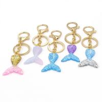 Zinc Alloy Key Clasp, with Resin, Mermaid tail, gold color plated, for woman 