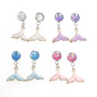 Stainless Steel Drop Earring, with Resin, plated, for woman & enamel 8mm 