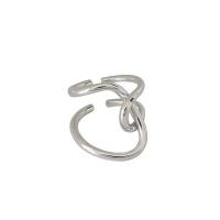 925 Sterling Silver Cuff Finger Ring, plated, adjustable & for woman & hollow 23mm, 15.8mm, US Ring 