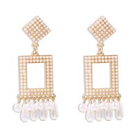 Zinc Alloy Drop Earring, with Plastic Pearl, gold color plated & for woman & hollow, metallic color plated 