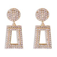 Zinc Alloy Drop Earring, with Plastic Pearl, gold color plated, for woman & with rhinestone & hollow, Crystal Golden Shadow (Steel) 