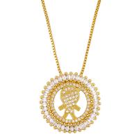 Cubic Zircon Micro Pave Brass Necklace, with 1.97 inch extender chain, Cross, 18K gold plated & micro pave cubic zirconia & hollow Approx 17.7 Inch 