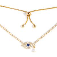 Cubic Zircon Micro Pave Brass Necklace, with 1.97 inch extender chain, plated, Adjustable & micro pave cubic zirconia & for woman Approx 17.7 Inch 