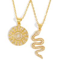 Cubic Zircon Micro Pave Brass Necklace, with 1.97 inch extender chain, 18K gold plated, Unisex & micro pave cubic zirconia, metallic color plated Approx 17.7 Inch 