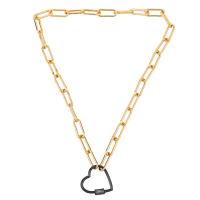 Cubic Zircon Micro Pave Brass Necklace, Heart, plated, Unisex & micro pave cubic zirconia & hollow Approx 17.7 Inch 