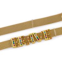 Cubic Zirconia Micro Pave Brass Bracelet, 18K gold plated & micro pave cubic zirconia, metallic color plated  