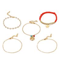 Zinc Alloy Anklet, plated, 5 pieces & fashion jewelry & for woman & with rhinestone, nickel, lead & cadmium free 