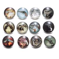 Glass Snap Button, with Brass, durable & fashion jewelry, 18mm 