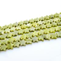 Einzelne Edelstein Perlen, Stern, poliert, DIY, grün, 12mm, Länge:ca. 15.4 ZollInch, 2SträngeStrang/Tasche, 33PCs/Strang, verkauft von Tasche
