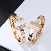 Zinc Alloy Cuff Bangle, with Rhinestone, gold color plated, fashion jewelry & for woman & smooth 60*6mmuff0c25mm 