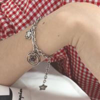 Stainless Steel Charm Bracelet, plated, for woman  Approx 7.9 Inch 
