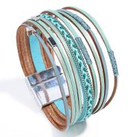 PU Leather Cord Bracelets, with Zinc Alloy, for woman & multi-strand Approx 7.87 Inch 