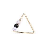 Brass Jewelry Pendants, with Plastic Pearl, Triangle, plated, DIY  & hollow nickel, lead & cadmium free 