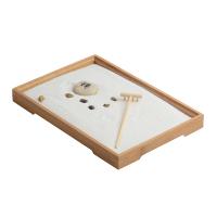 Fibreboard mit mittlerer Dichte Zen Sandbox Ornament, Quadrat, Halbhandgefertigt, für Zuhause und Büro, 280x190x26mm, verkauft von PC