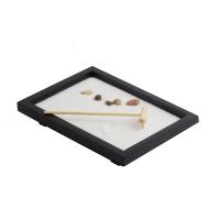 Fibreboard mit mittlerer Dichte Zen Sandbox Ornament, Quadrat, Halbhandgefertigt, für Zuhause und Büro, schwarz, 150x215x31mm, verkauft von PC