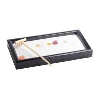 Fibreboard mit mittlerer Dichte Zen Sandbox Ornament, Quadrat, Halbhandgefertigt, für Zuhause und Büro, schwarz, 120x222x23mm, verkauft von PC