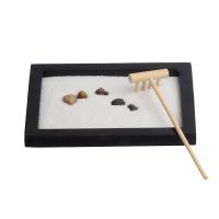 Middle Density Fibreboard Zen Sandbox Ornament, Square, half handmade, for home and office, black 