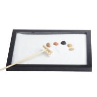 Fibreboard mit mittlerer Dichte Zen Sandbox Ornament, Quadrat, Halbhandgefertigt, für Zuhause und Büro, schwarz, 215x175x12mm, verkauft von PC